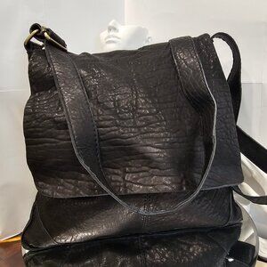 Maxon Black Leather Crossbody Messenger Bag w/Adjustable Strap Made in Italy